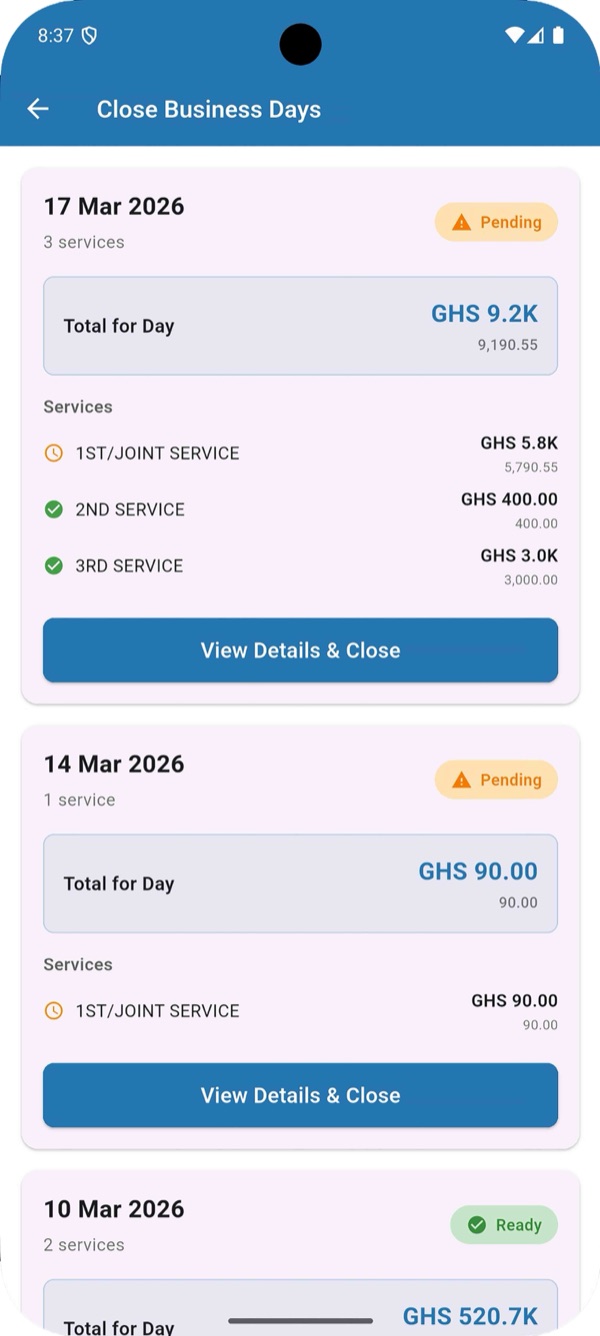 DaChurchMan app closing business days