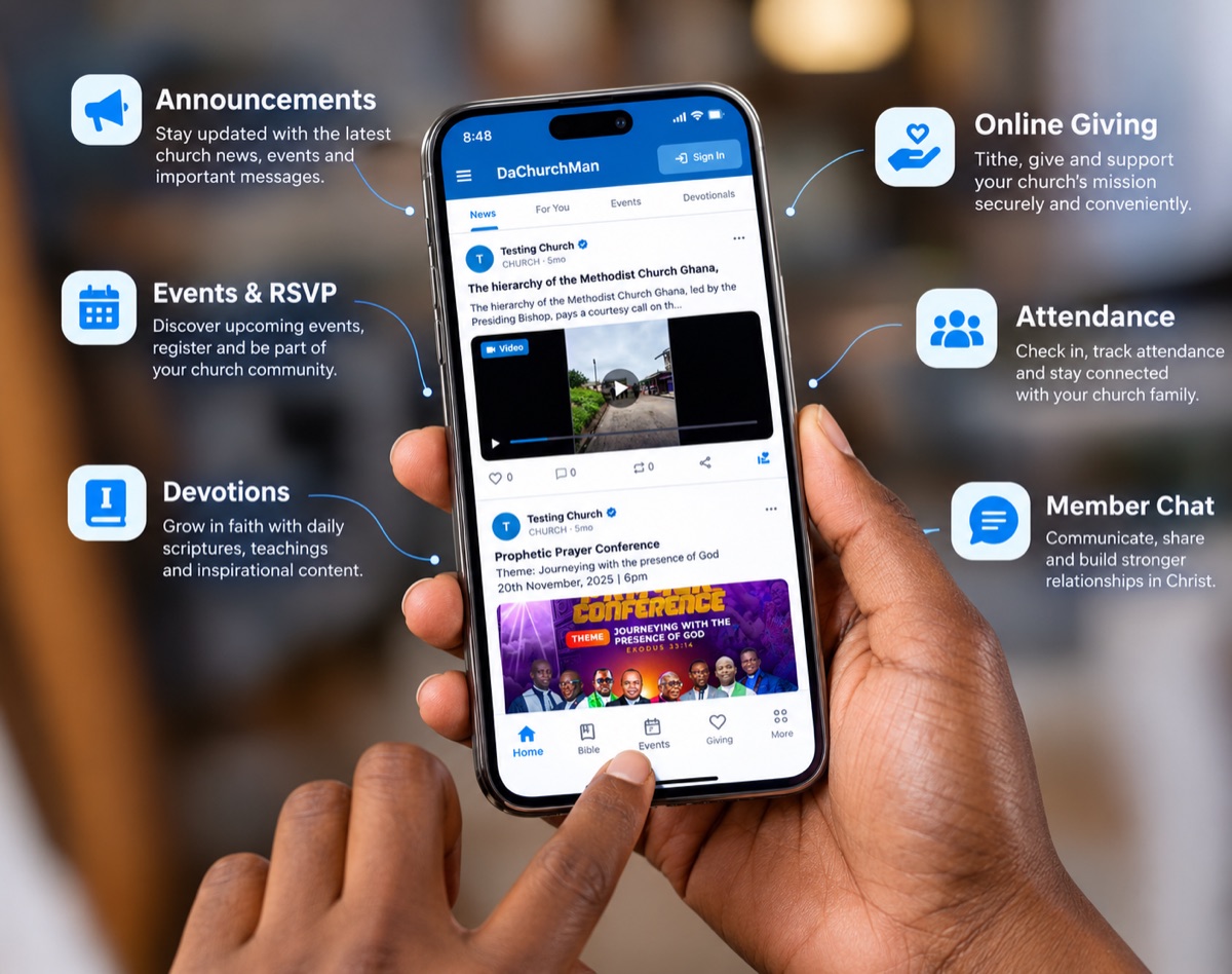 Member using the DaChurchMan app