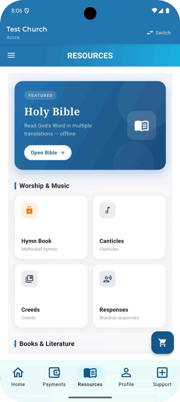 DaChurchMan app resources screen